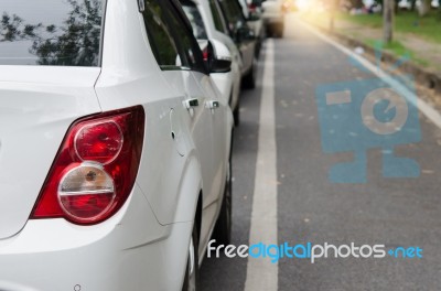 Car Tail Lights Stock Photo