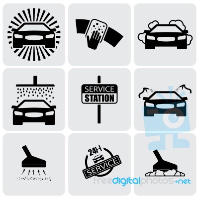 Car Wash Icons(signs) Set Of Cleaning Car Stock Image