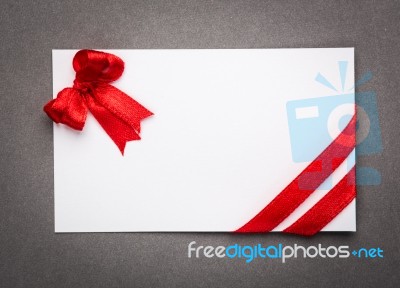 Card Note With Gift Bows And Ribbons.  Illustration Stock Photo