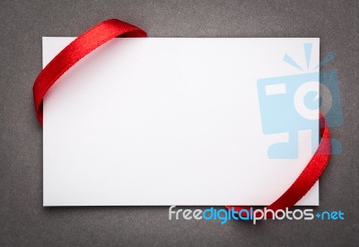 Card Note With Gift Bows And Ribbons.  Illustration Stock Photo