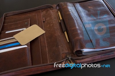 Card On A Briefcase Stock Photo