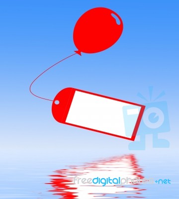 Card Tied To Balloon Displays Greeting Card Or Party Invitation Stock Image