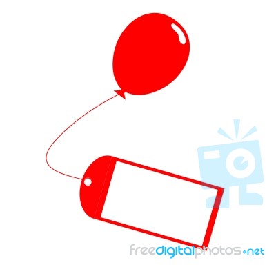 Card Tied To Balloon Means Present Label Or Birthday Message Stock Image