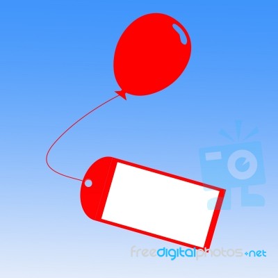 Card Tied To Balloon Shows Greeting Card Or Party Invitation Stock Image