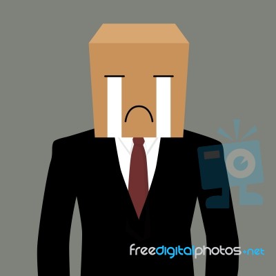 Cardboad Businessman With A Crying Face Stock Image