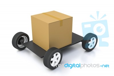 Cardboard Box On Truck Stock Photo