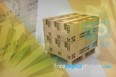 Cardboard Boxes On A Pallet Stock Image