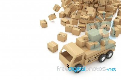 Cardboard Boxes On White Background 3d Illustration Stock Image