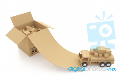 Cardboard Boxes On White Background 3d Illustration Stock Image