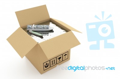 Cardboard Boxes On White Background 3d Illustration Stock Image