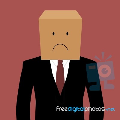 Cardboard Businessman With An Unhappy Face Stock Image