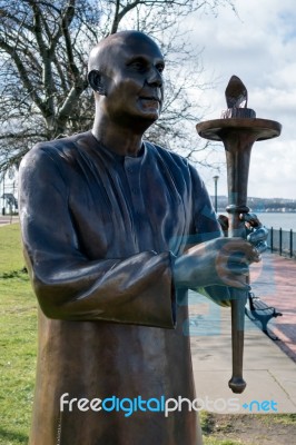 Cardiff Uk March 2014 - Close-up Of The World Harmony Peace Stat… Stock Photo