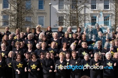 Cardiff Uk March 2014 - The Rock Choir Supporting Sport Relief D… Stock Photo