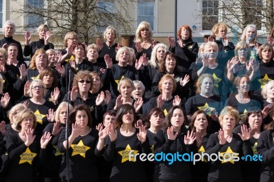 Cardiff Uk March 2014 - The Rock Choir Supporting Sport Relief D… Stock Photo