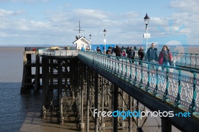 Cardiff Uk March 2014 - View Of Penarth Pier Stock Photo