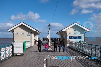 Cardiff Uk March 2014 - View Of Penarth Pier Stock Photo