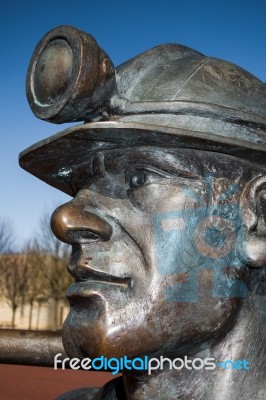 Cardiff Wales March 2014 - Close-up Of Pit To Port Coal Miner Sc… Stock Photo