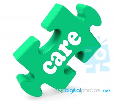 Care Puzzle Means Healthcare Careful Or Caring Stock Image