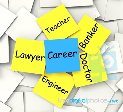 Career Post-it Note Means Profession Or Line Of Work Stock Image