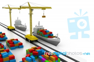 Cargo Ship At The Port Stock Image