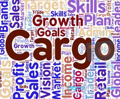 Cargo Word Indicates Freight Deliveries And Consignment Stock Image