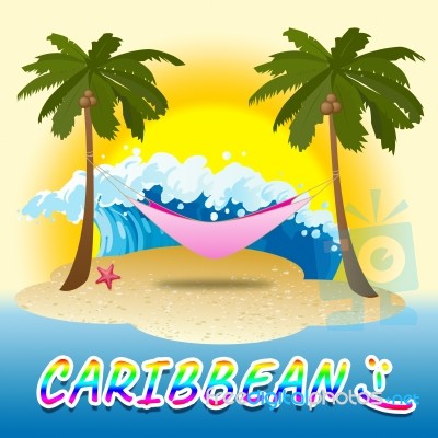 Caribbean Holiday Shows Tropical Vacation 3d Illustration Stock Image