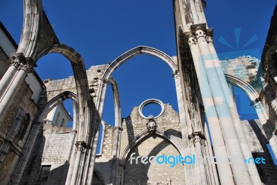 Carmo Church Ruins In Lisbon, Portugal Stock Photo