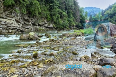 Carpathian Mountain Stream Stock Photo