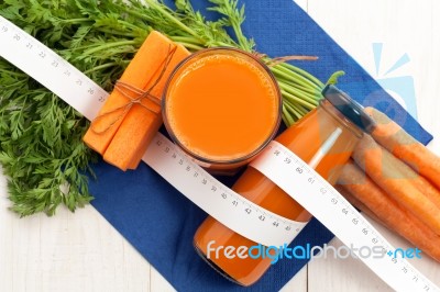 Carrot Juice For Dieting Stock Photo