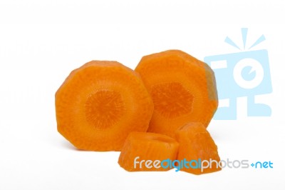 Carrot Sliced In Round Pieces Stock Photo