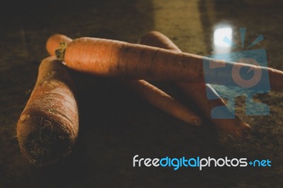 Carrots On The Kitchen Counter Stock Photo