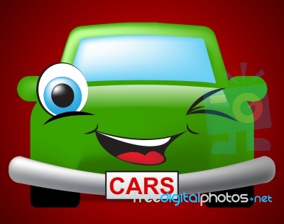 Cars Cartoon Represents Auto Transport And Vehicles Stock Image