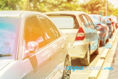 Cars Parked On The Outdoor Stock Photo