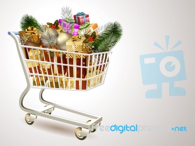 Cart Full Of Gift Box Stock Image