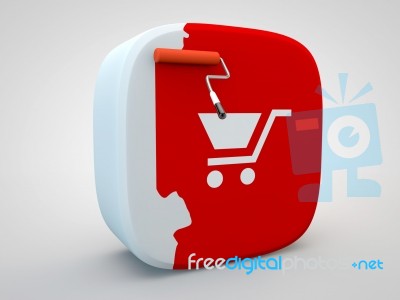 Cart On Painting Roller Button Stock Image