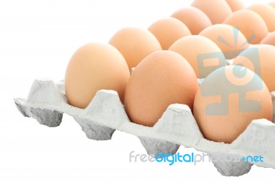 Carton Raw Eggs Box On White Background Stock Photo