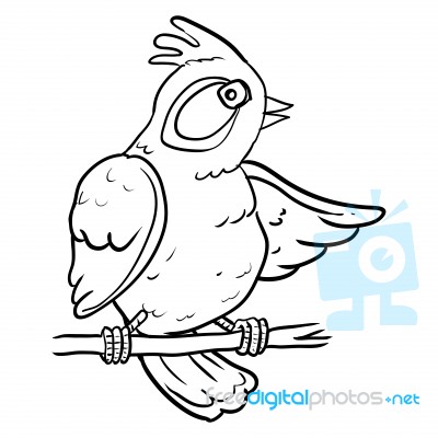 Cartoon Bird On Branch Tree -  Illustration Stock Image