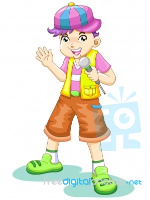 Cartoon Boy Singing Song Stock Image