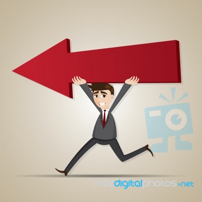 Cartoon Businessman Carried Red Arrow Stock Image