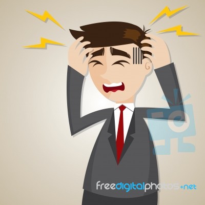 Cartoon Businessman Headache Stock Image