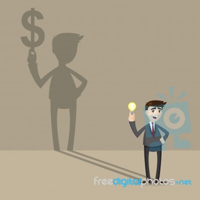 Cartoon Businessman Holding Idea Bulb Stock Image