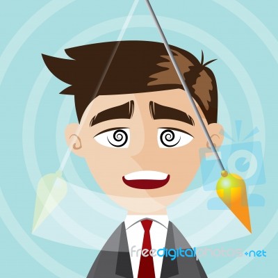 Cartoon Businessman Hypnotized Stock Image