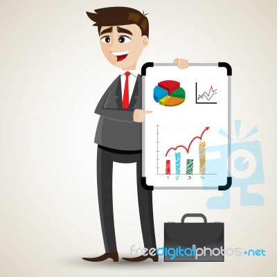 Cartoon Businessman Presentation With White Board Stock Image