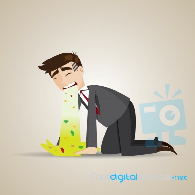 Cartoon Businessman Puke On Floor Stock Image