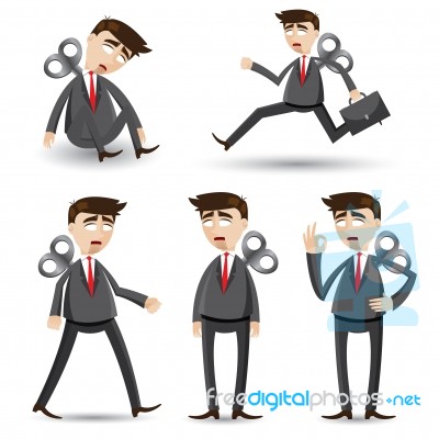 Cartoon Businessman Set In Robot Style Stock Image