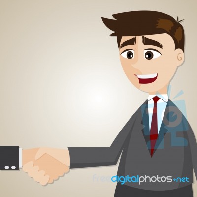 Cartoon Businessman Shakehand With Another Man Stock Image