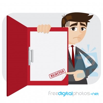 Cartoon Businessman Showing Rejected Document In Folder Stock Image