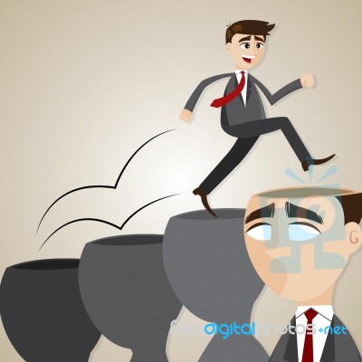 Cartoon Businessman Step On Head Stock Image