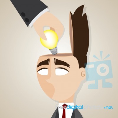 Cartoon Businessman Stolen Ideas Stock Image