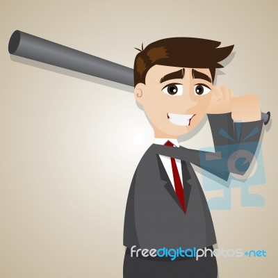 Cartoon Businessman With Baseball Bats Stock Image